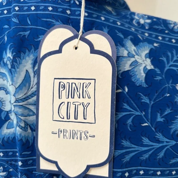 Pink City Prints Margot Blue Maxi Dress -Size Medium NWT - Picture 7 of 7